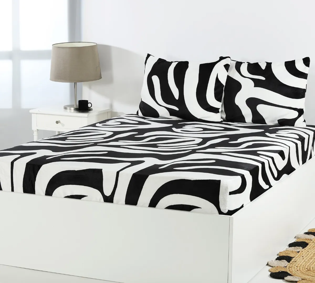 Fleece σεντόνι με λάστιχο και μαξιλαροθήκες (100cm x 200cm + 30cm) design 3