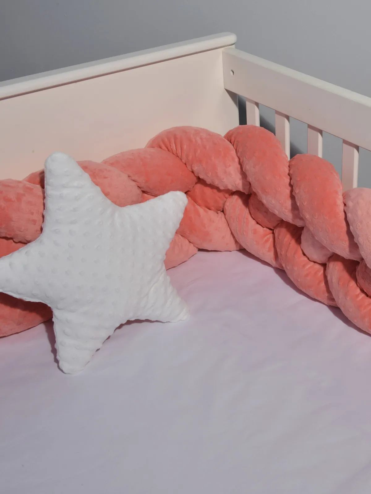 Πλεξούδα βελουτέ 20Χ200 cm Κοραλλί Ανάγλυφη Τετραπλή Design 9260 Oliver Baby