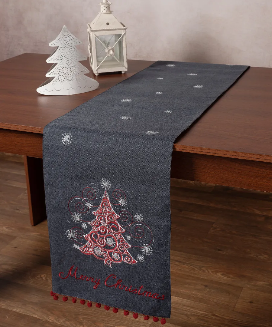 Χριστουγεννιάτικη τραβέρσα NW347 (35cm x 175cm) ανθρακί
