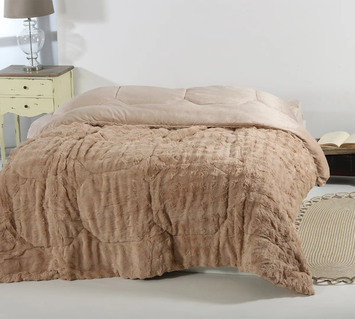 Κουβερτοπάπλωμα burble (170cm x 240cm) ανοιχτό καφέ 