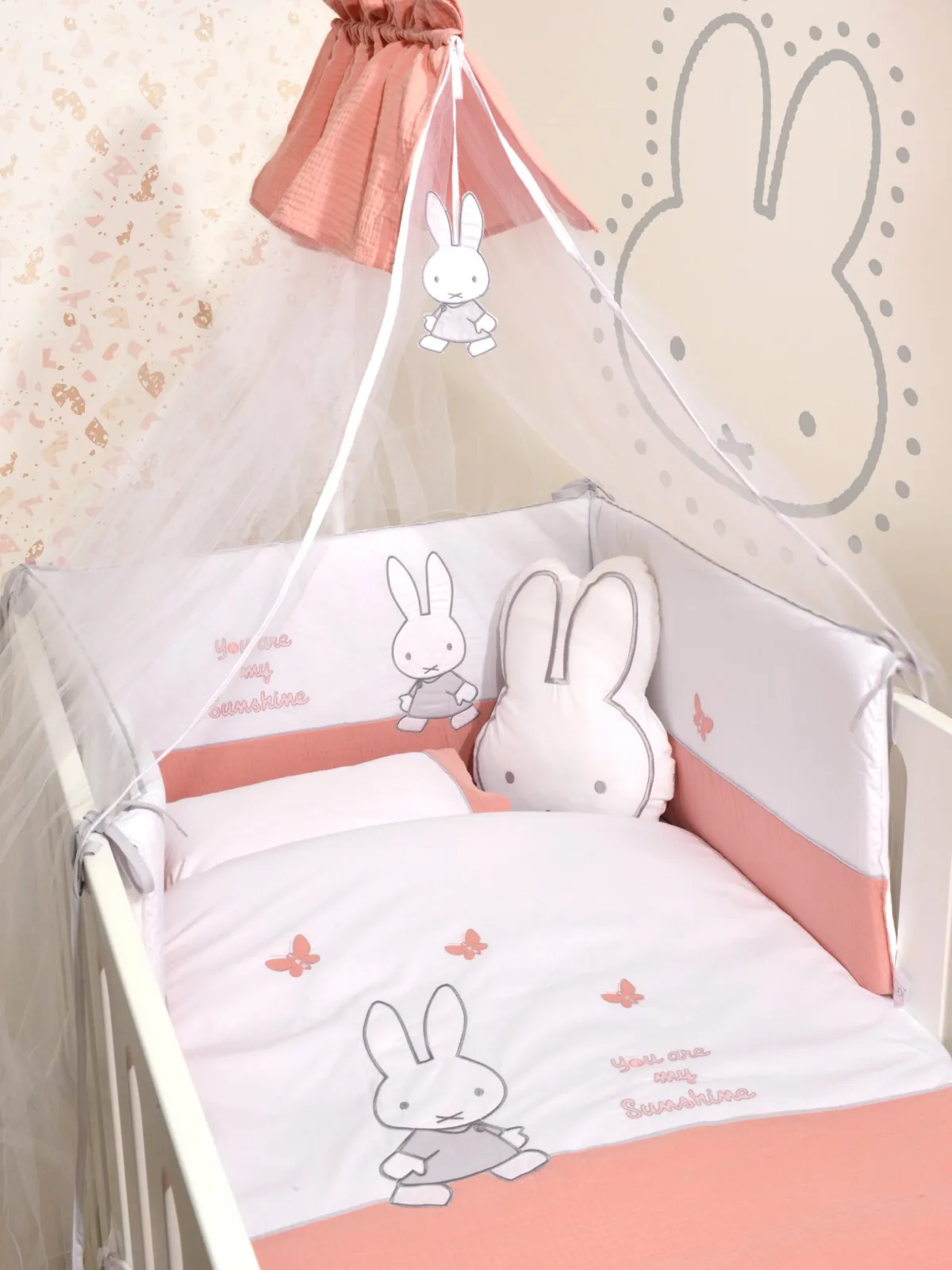 Miffy Σετ 9τ Des.62  Προίκας  Σομόν με Μεταλλικό Σίδερο Κουνουπιέρας αξίας 23€