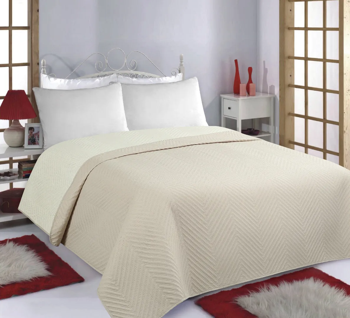 ΚΟΥΒΕΡΛΙ σετ (240cm x 260cm) BONES beige/ivory