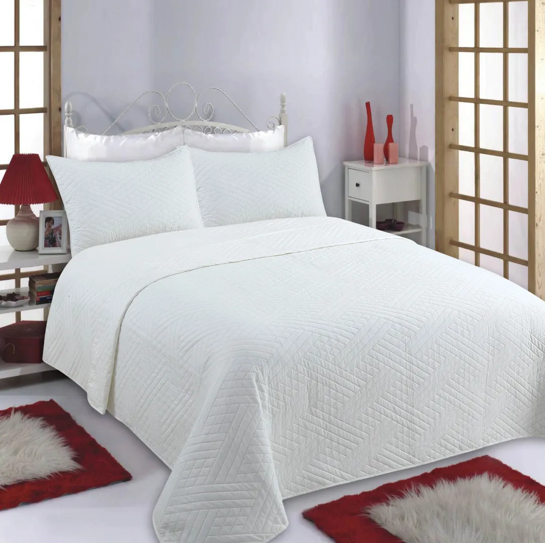 ΚΟΥΒΕΡΛΙ σετ (220cm x 240cm + 2 x 50cm x 70cm) DIAMOND ivory