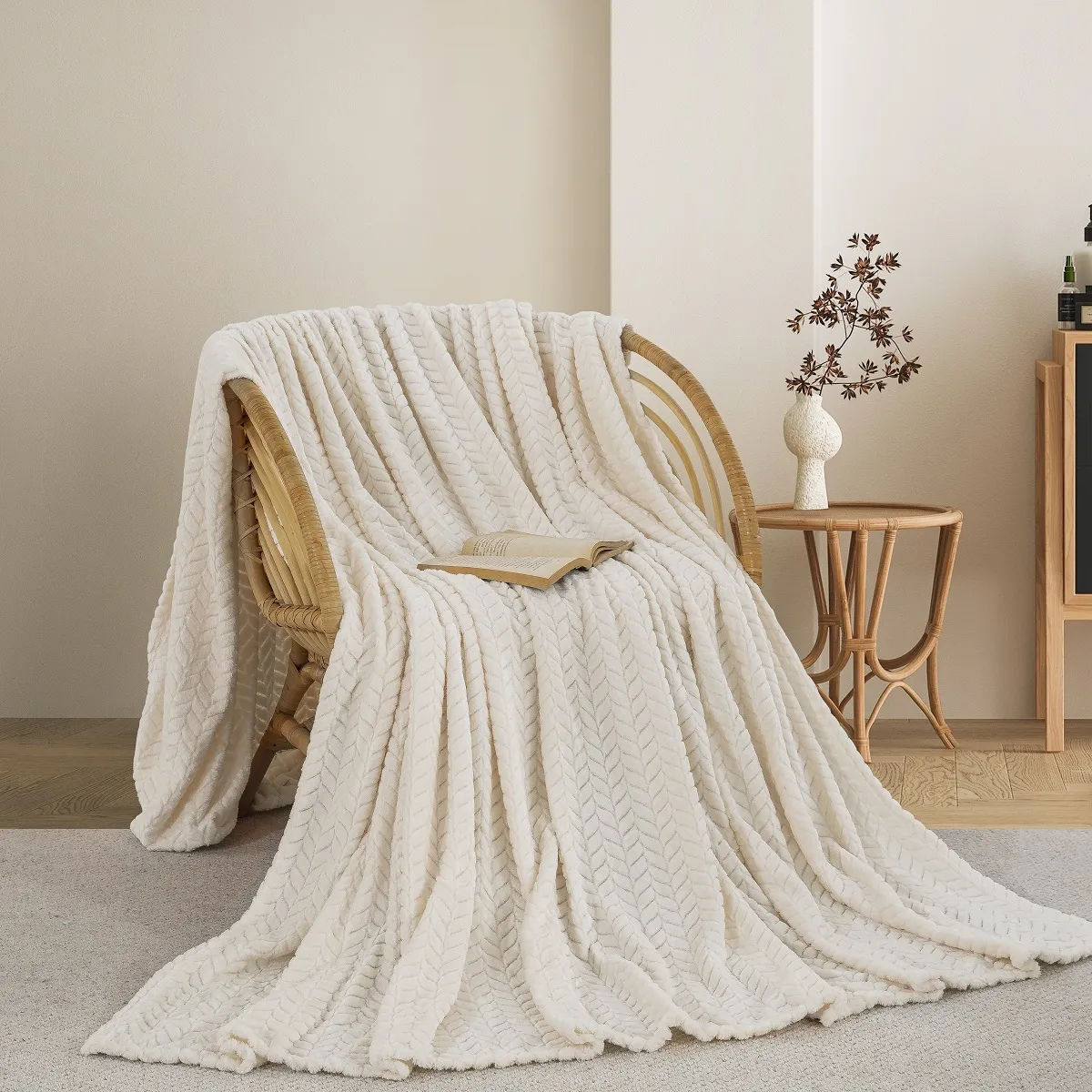 ΚΟΥΒΕΡΤΑ  FLEECE ΥΠΕΡΔΙΠΛΟ 220X240 ADAM HOME (550)  CREAM (15)