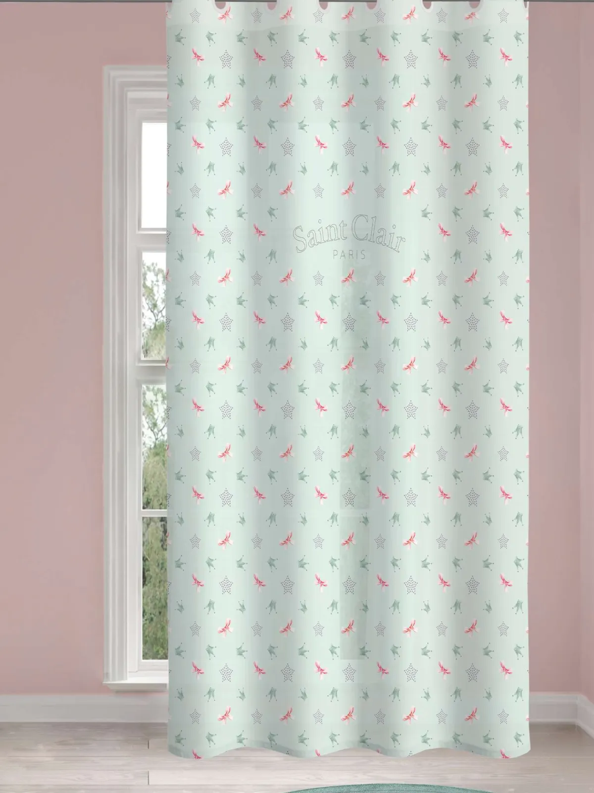 Παιδική & Βρεφική Κουρτίνα Soft-Touch Rosie Mint V2 με Τρουκς 