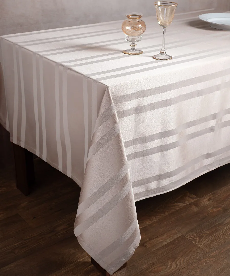 Ριγέ τραπεζομάντηλο dimitra (150cm x 230cm) ivory