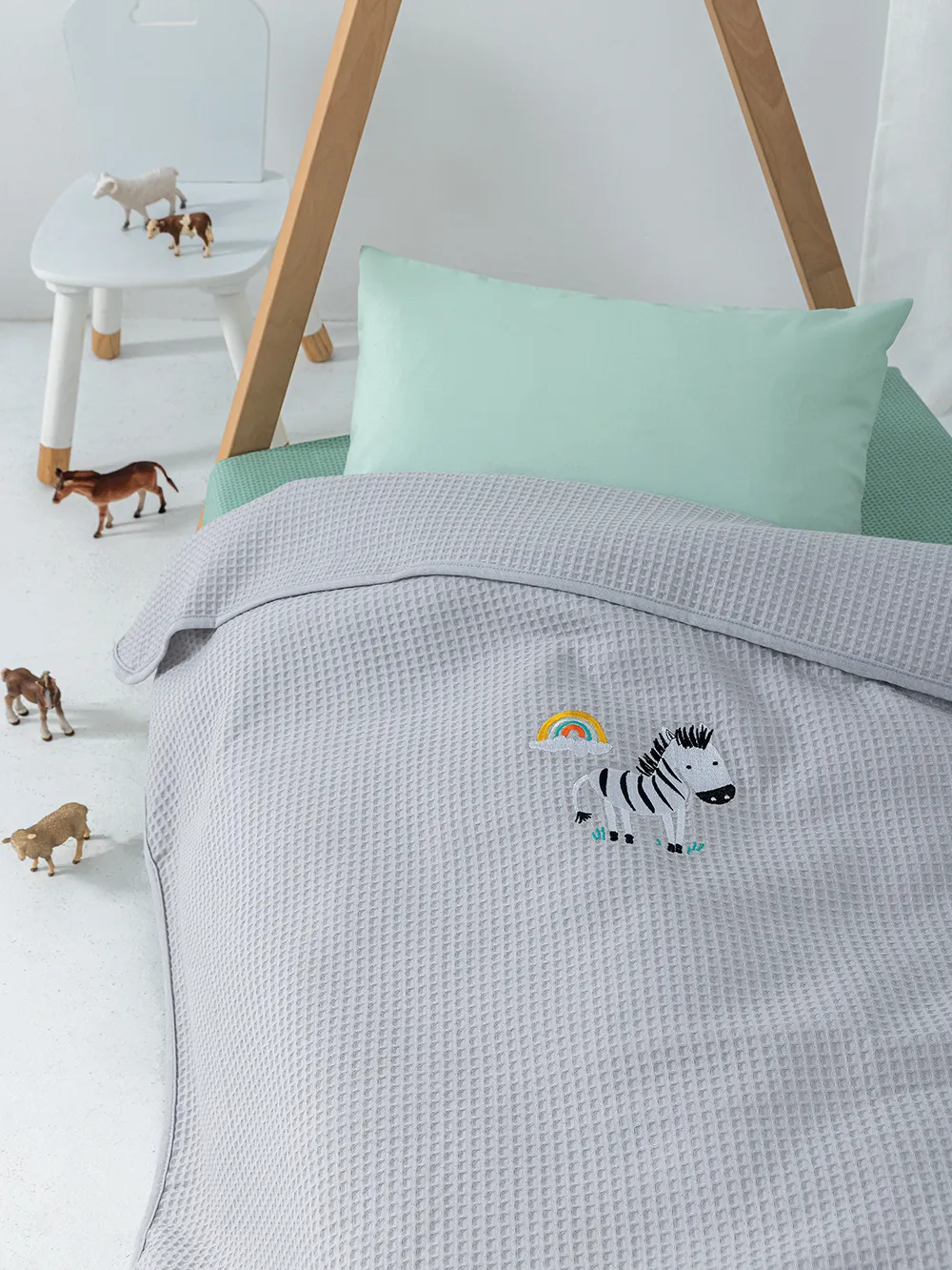 Κουβέρτα Πικέ Αγκαλιάς Baby Blankets 80x110 CANDY/2 GREY