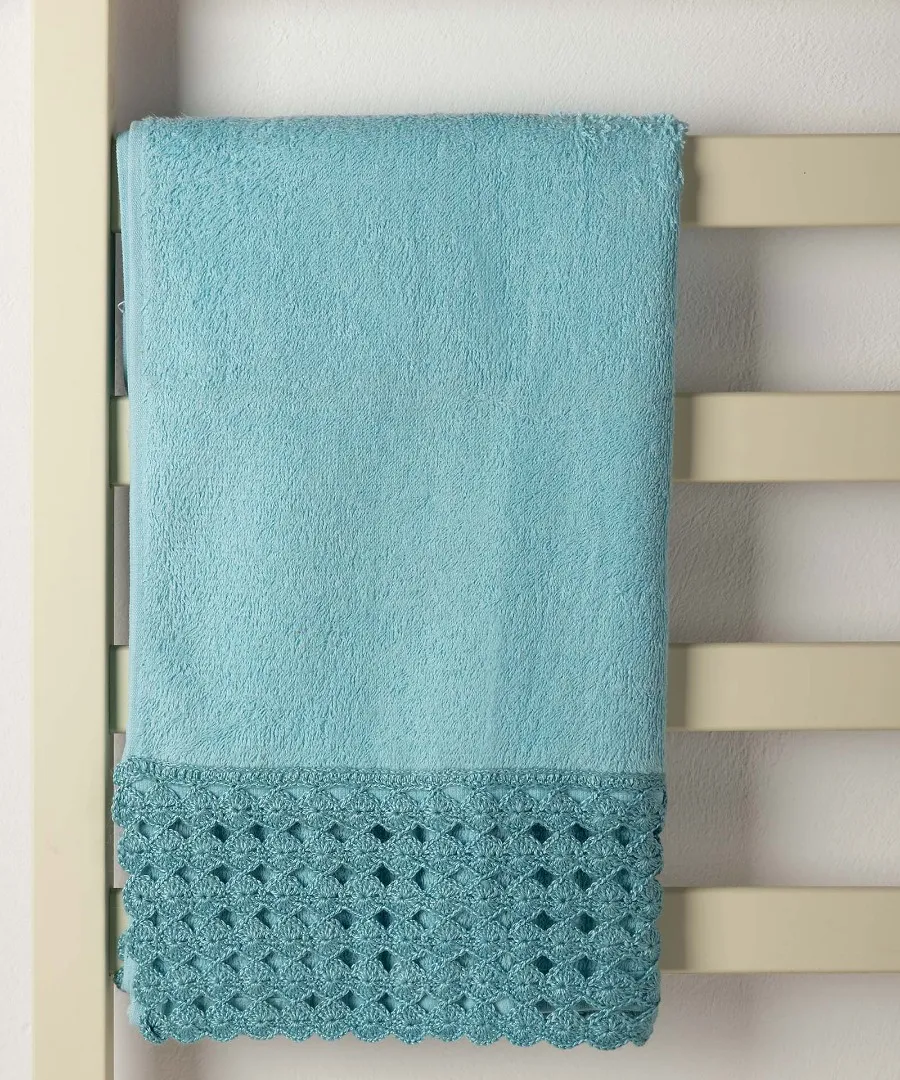 Πετσέτα Προσώπου (50cm x 100cm) με δαντέλα μπλε