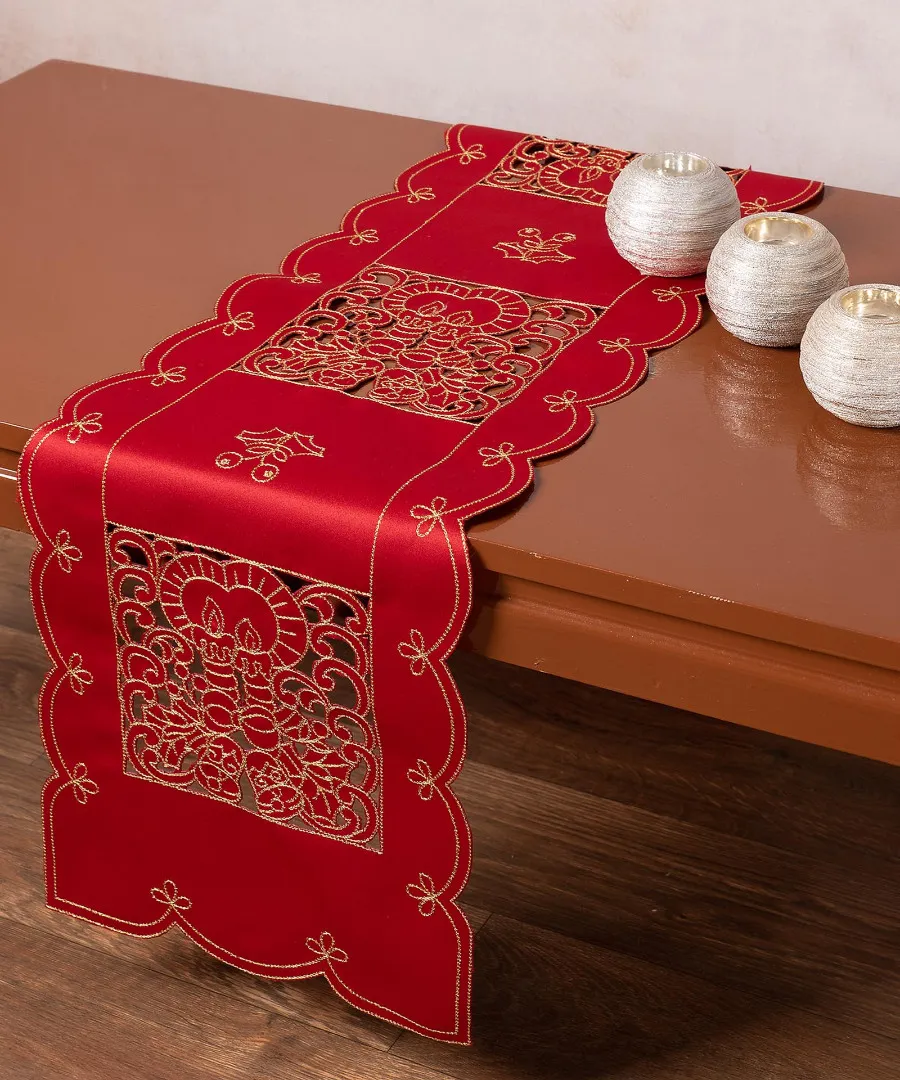 Τραβέρσα χριστουγεννιάτικη 1180 (30cm x 140cm) κόκκινη