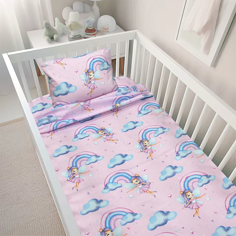 LINO BEBE ΣΕΤ ΣΕΝΤΟΝΙΑ ENHANCED RAINBOW PINK 120X180