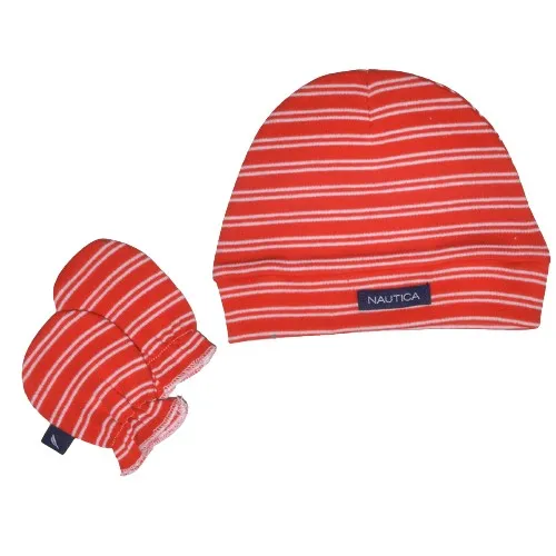 Σετ Σκουφάκι & 2 Γαντάκια Κόκκινο Κόκκινο με Λευκή Ρίγα