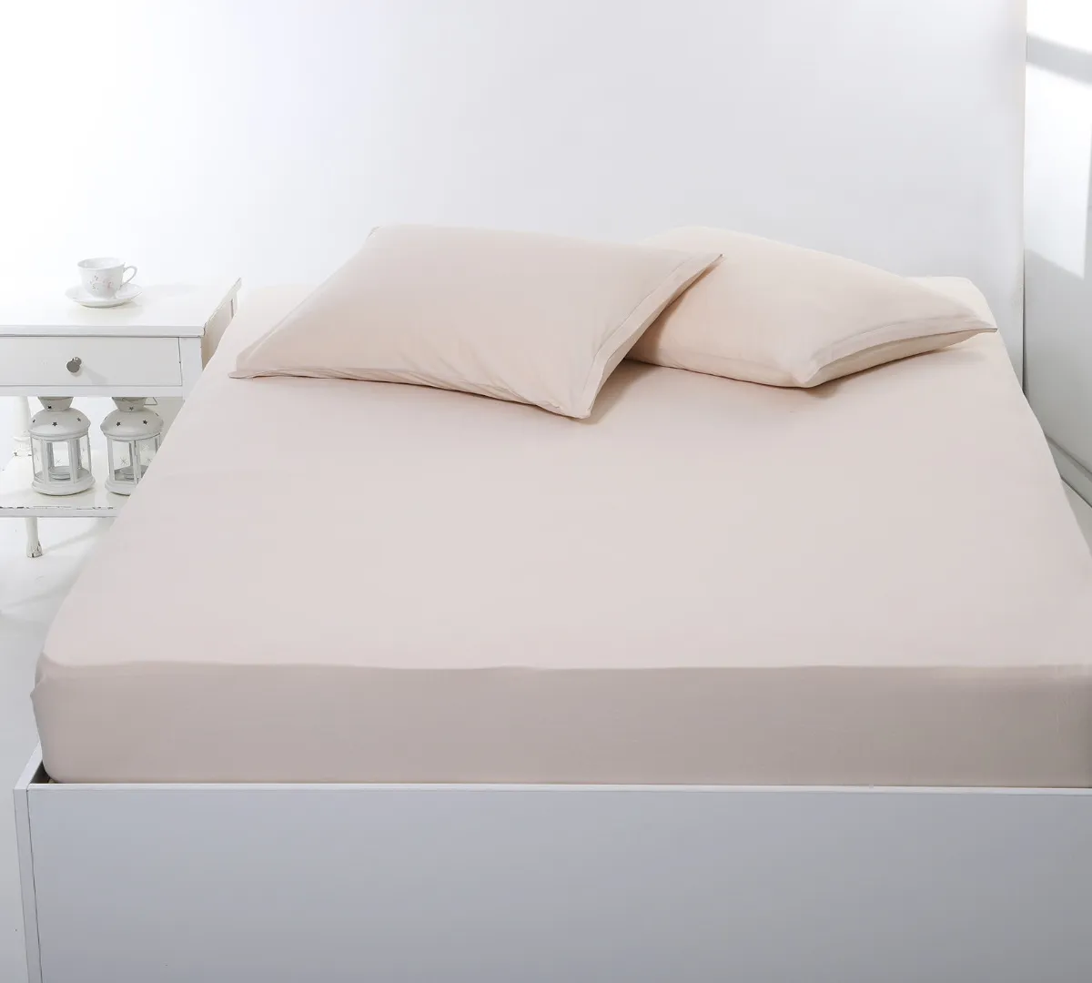 Σεντόνι με λάστιχο jersey (100cm x 200cm + 35cm) light beige