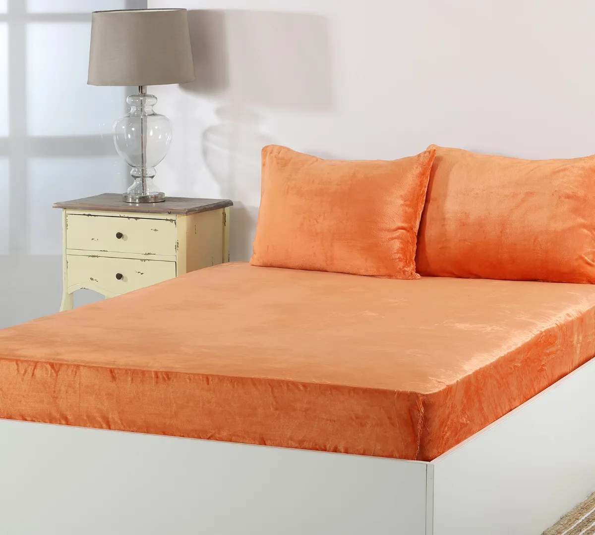 Σεντόνι fleece solid (160cm x 200cm ) copper tan 