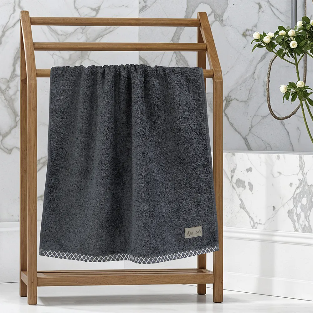 LINO Πετσέτα Προσώπου (50x90) Marley Ανθρακί