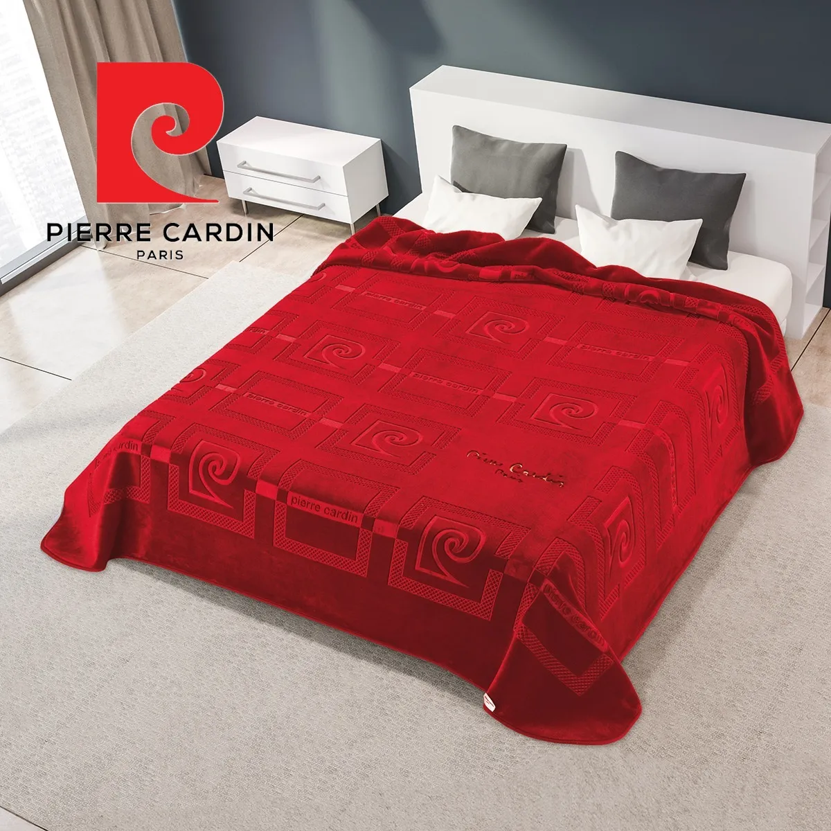 ΚΟΥΒΕΡΤΑ ΥΠΕΡΔΙΠΛΗ 220X240 PIERRE CARDIN NANCY 657  RED(34)