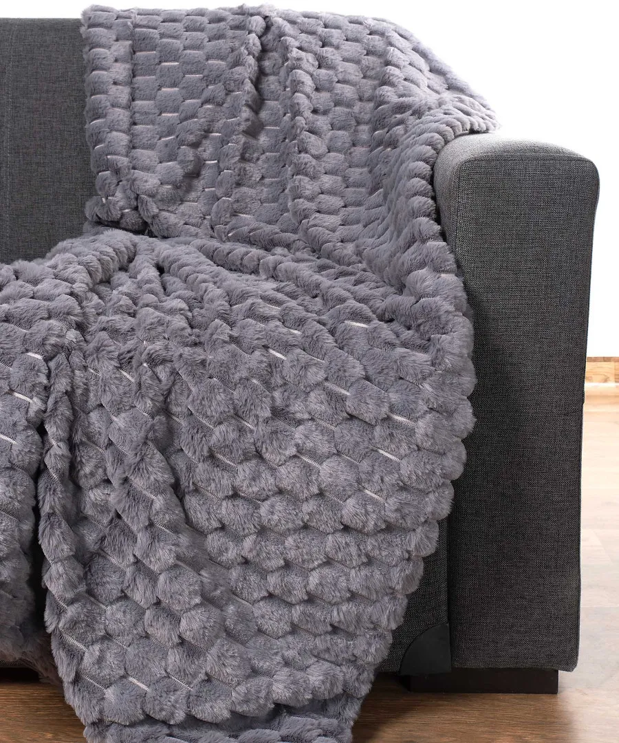 Διακοσμητικό γούνινο ριχτάρι mink (130cm x 160cm) γκρί