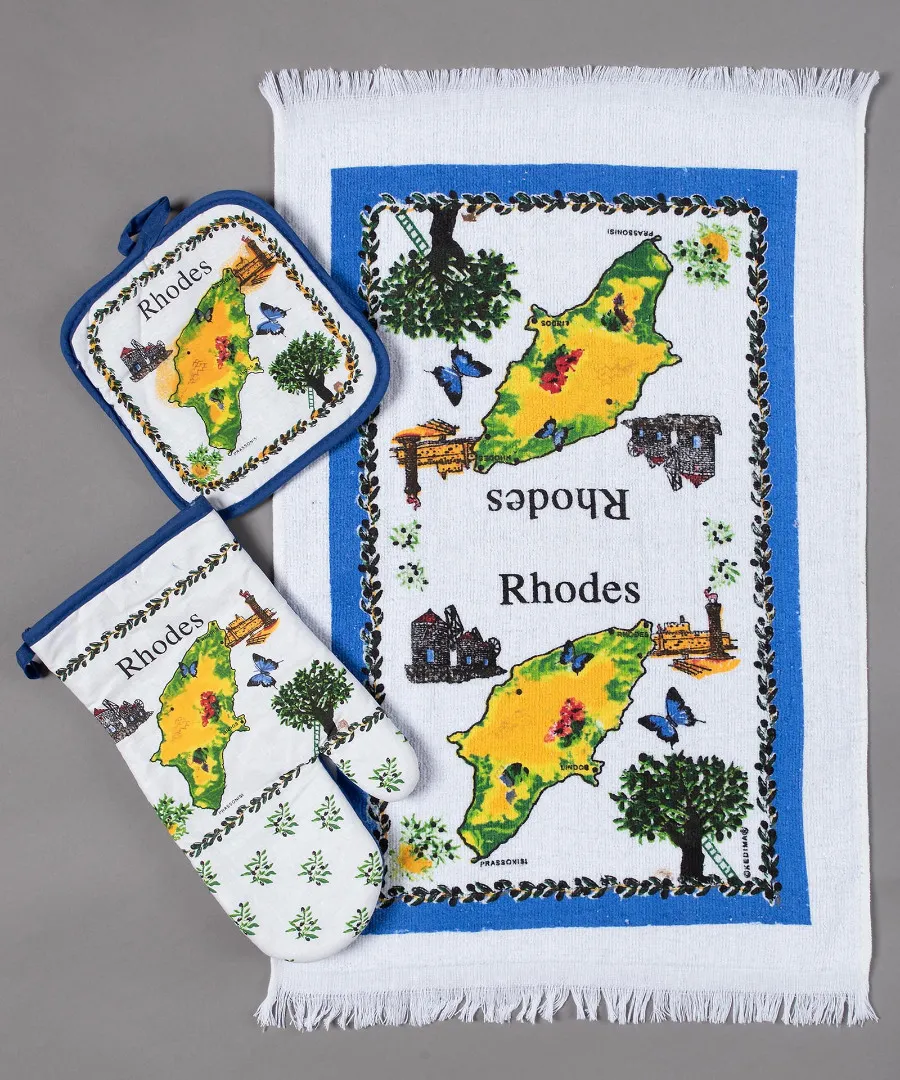 Σετ 3 τεμαχίων γάντι πιάστρα ποτηρόπανο RHODES