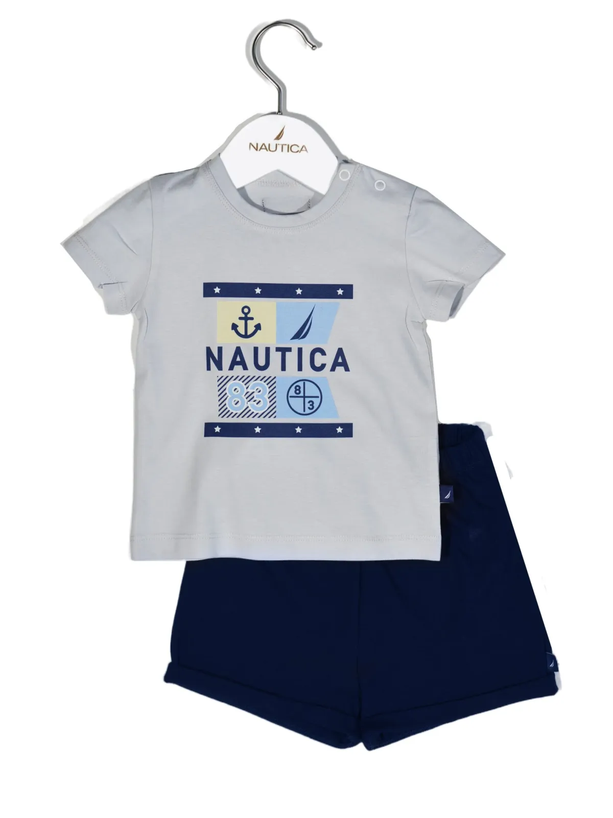 Design 15 Σετ T-Shirt & Shorts Jersey Grey/Navy 68cm 3-6 μηνών