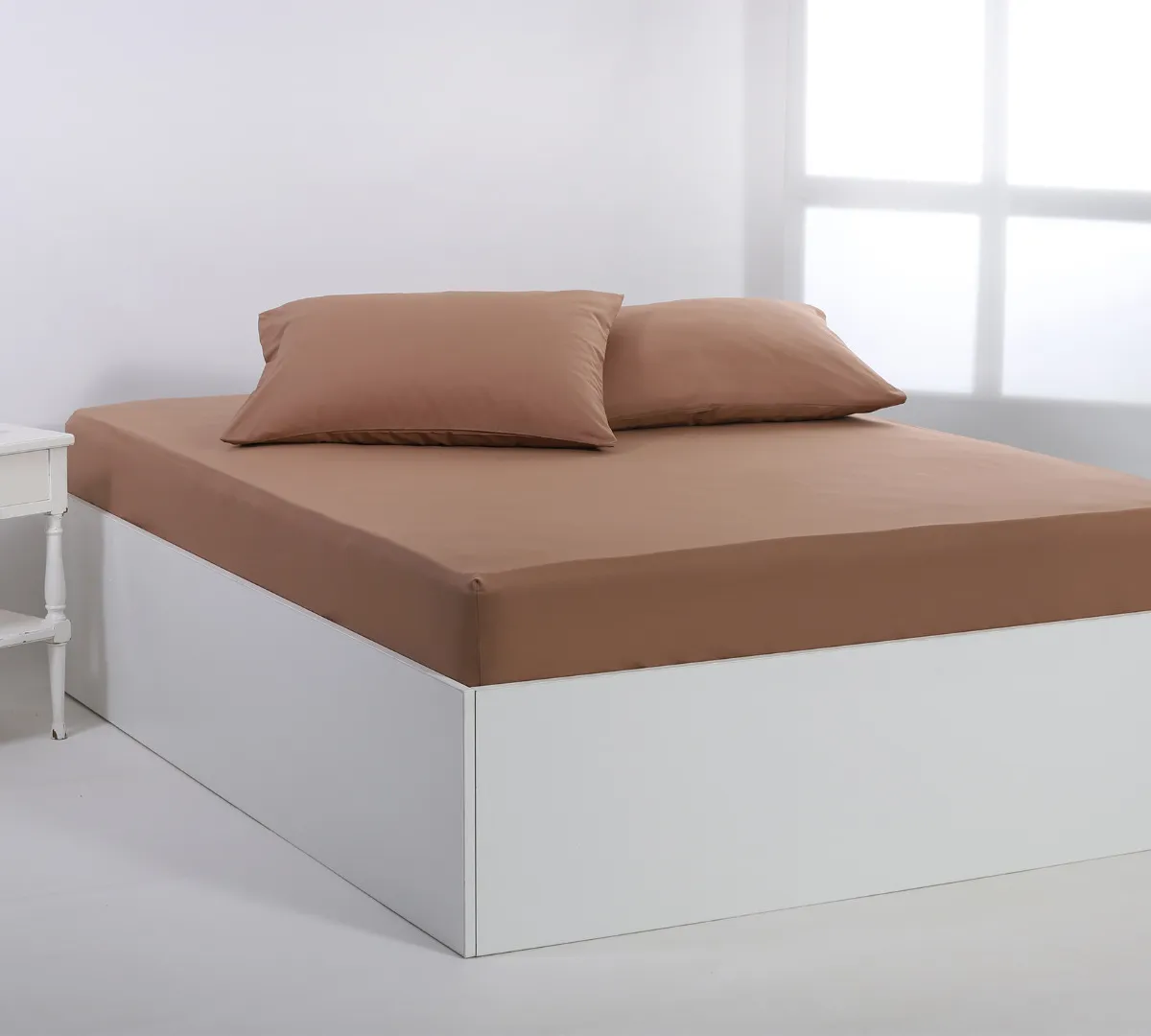 Βαμβακερό σεντόνι essentials (105cm x 200cm + 35cm) praline