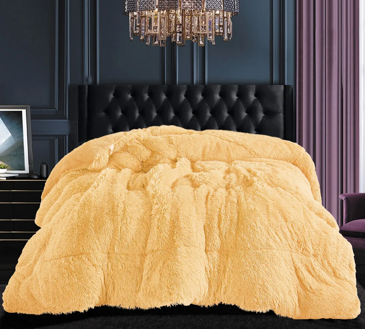 Κουβερτοπάπλωμα μαλλιαρό (220cm x 240cm) gold