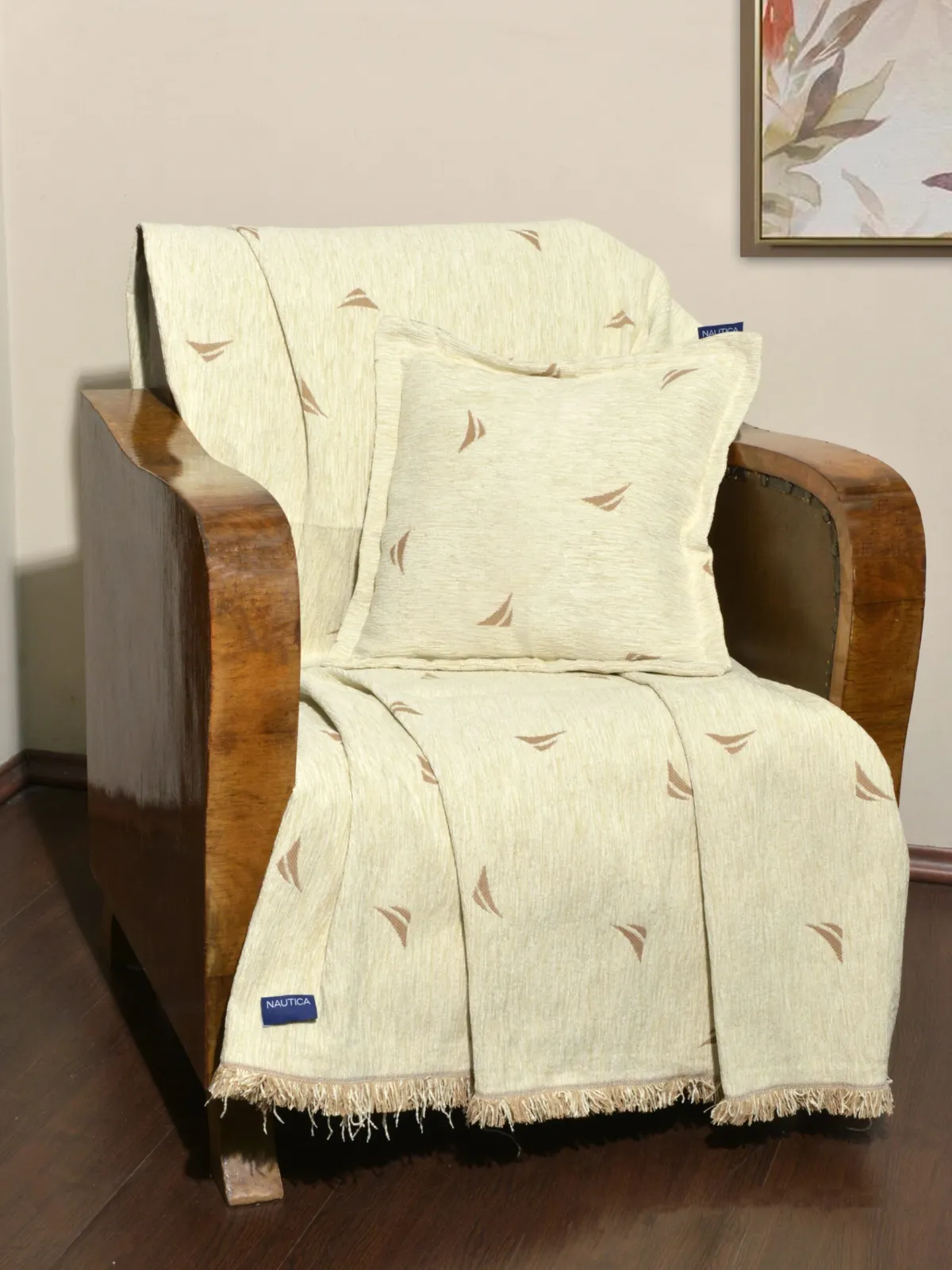 Ριχτάρι Μονοθέσιο 170x180cm Σενίλ Εκρου Design 1000