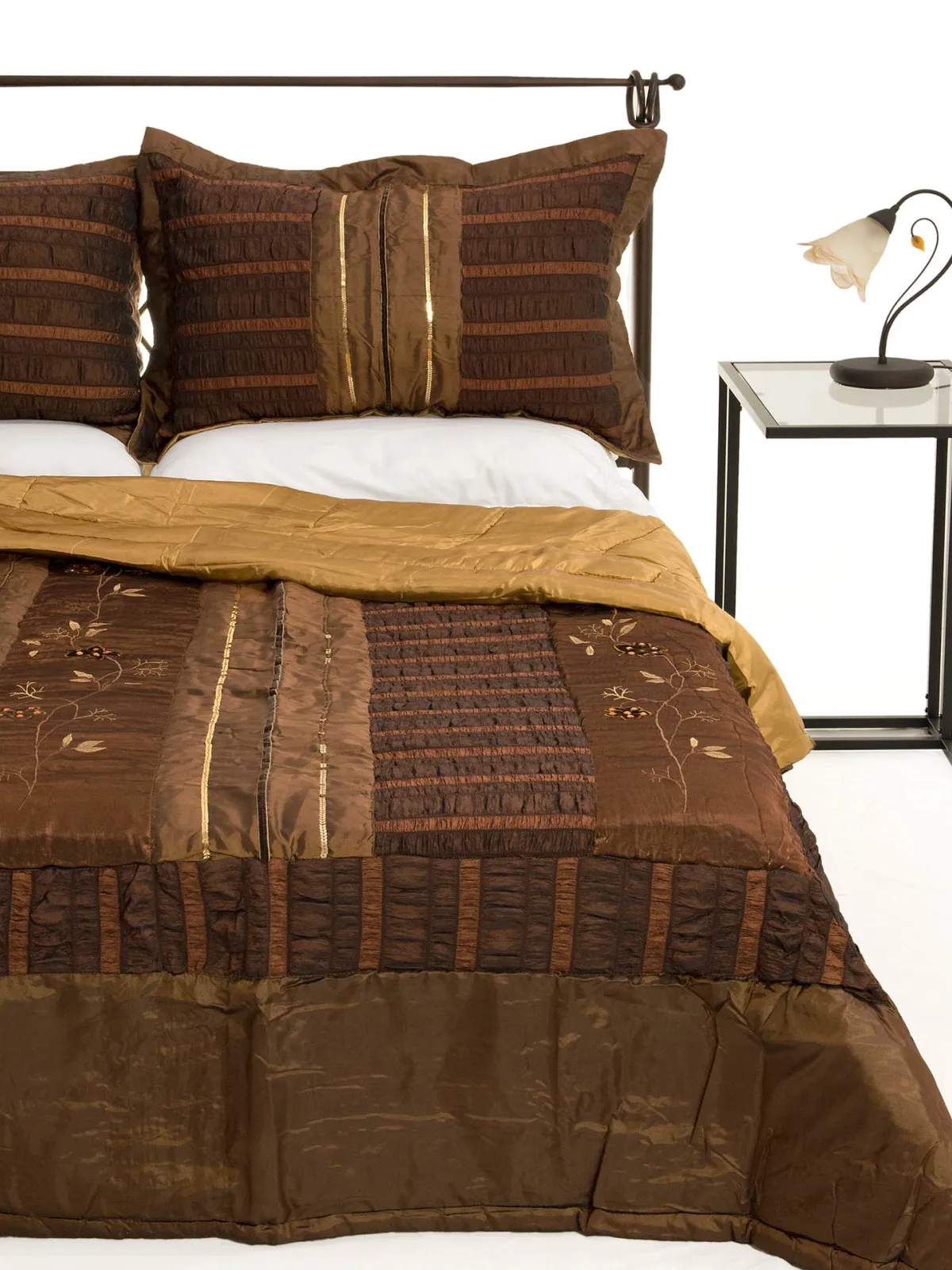 ΚΟΥΒΕΡΛΙ σετ (220cm x 240cm + 2 x 50cm x 70cm) 10506 καφέ