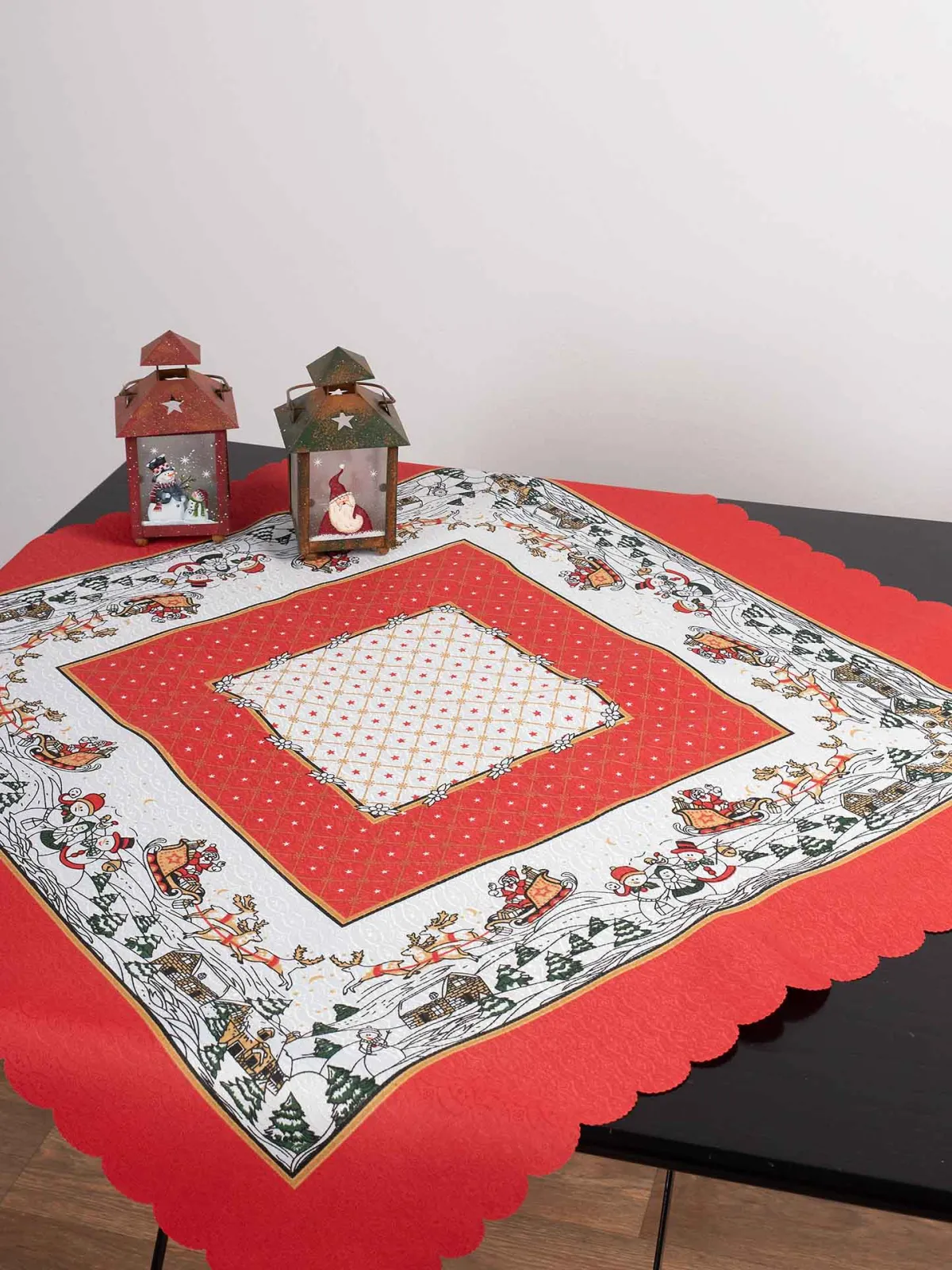 χριστουγεννιάτικο τραπεζομάντηλο (140cm x 180cm) λευκός ’ι Βασίλης