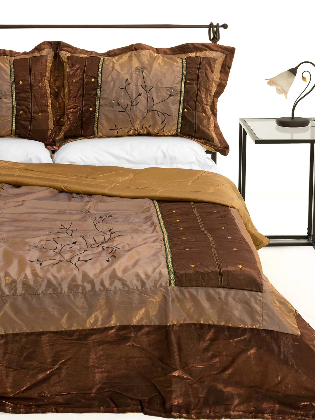 ΚΟΥΒΕΡΛΙ σετ (220cm x 240cm + 2 x 50cm x 70cm) 10507 καφέ