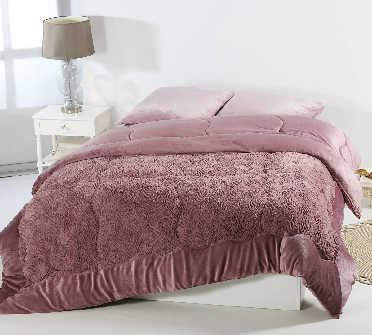 Κουβερτοπάπλωμα pv plush (240cm x 260cm) rust red