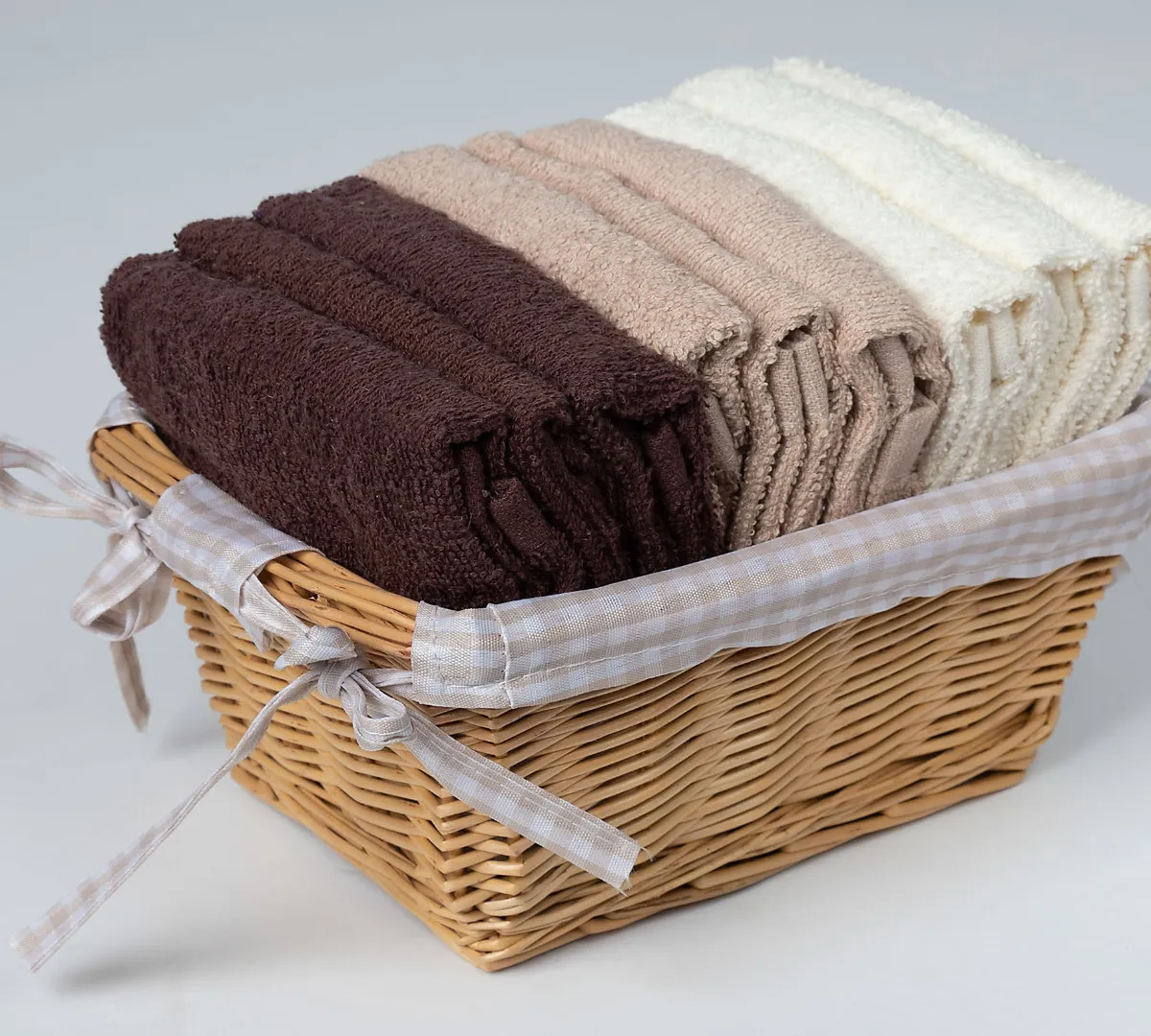 Σετ λαβέτες σε καλάθι 9 τεμάχια (30cm x 30cm) καφέ