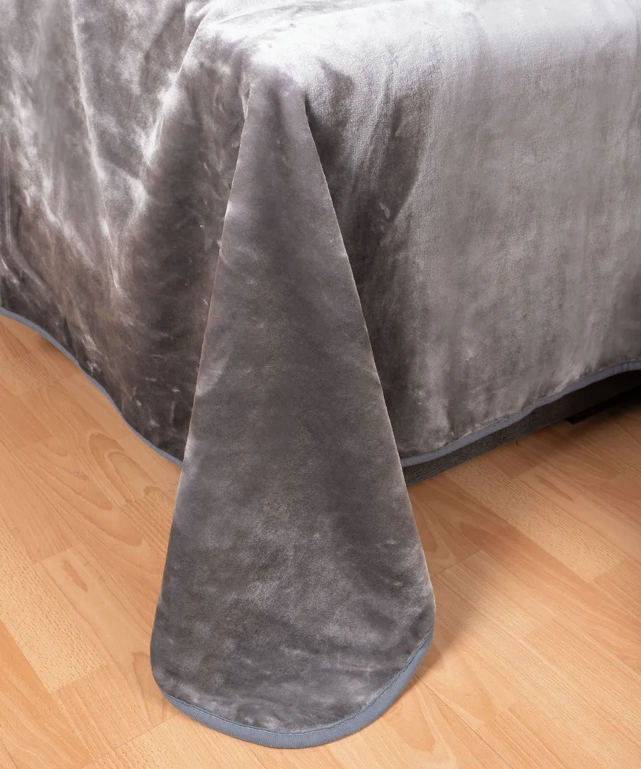 Βελουτέ κουβέρτες (220cm x 240cm) ανοιχτό γκρί