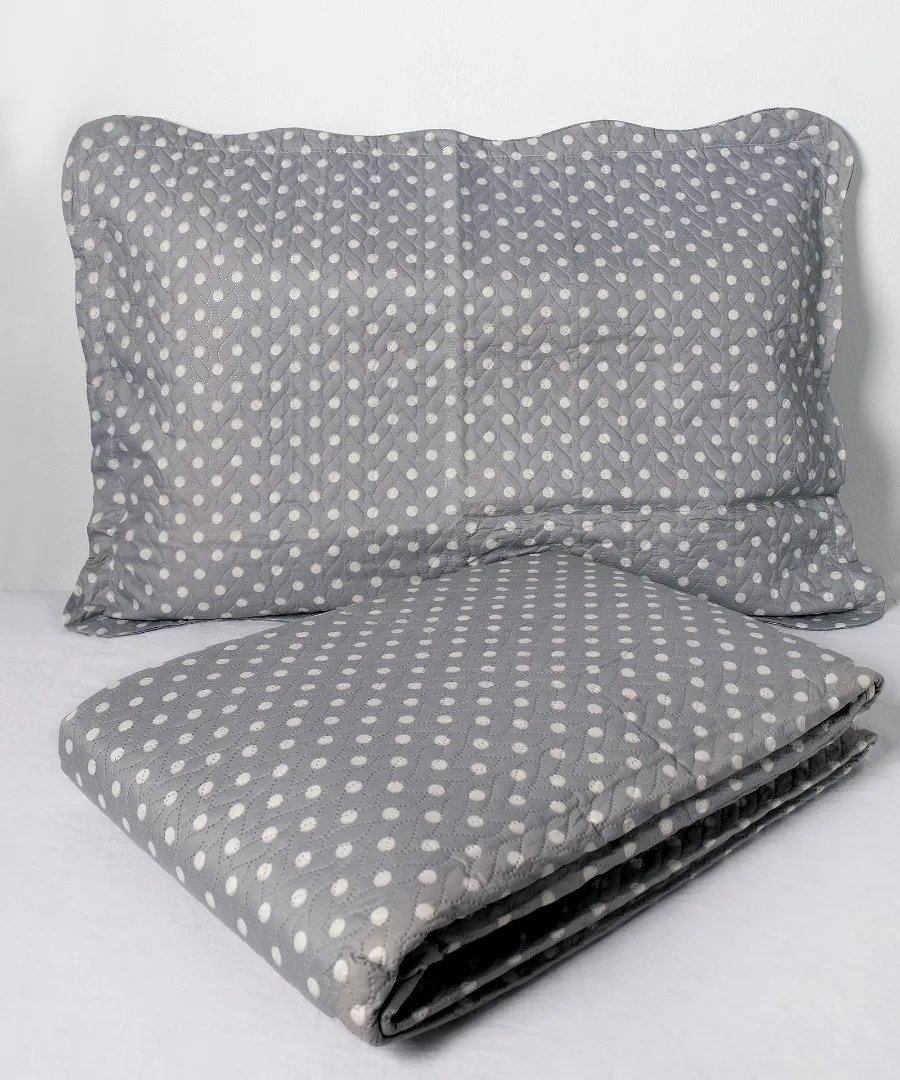 ΚΟΥΒΕΡΛΙ σετ (220cm x 240cm + 2 x 50cm x 70cm) dot grey