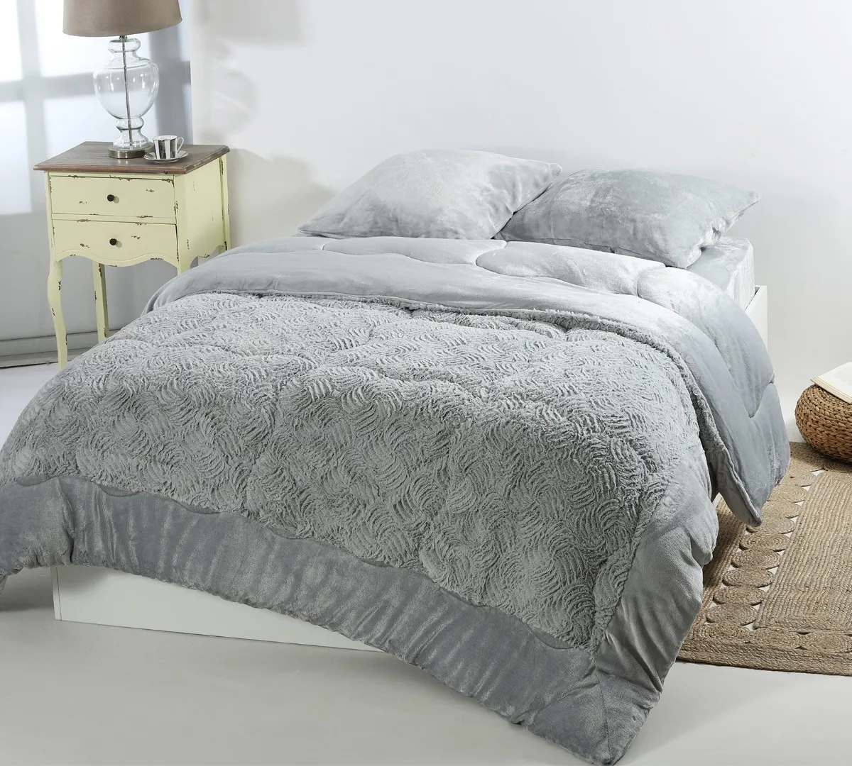 Κουβερτοπάπλωμα pv plush (240cm x 260cm) blue silver