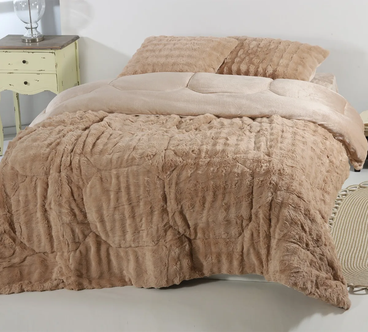 Κουβερτοπάπλωμα burble (170cm x 240cm + 50cm x 70cm) ανοιχτό καφέ 