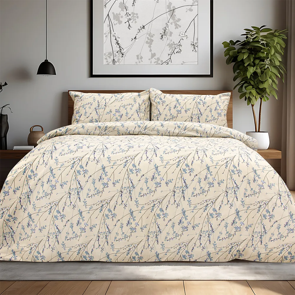 LINO Σετ Σεντόνια Με Λάστιχο (105x200+32) Amandes Μπλε