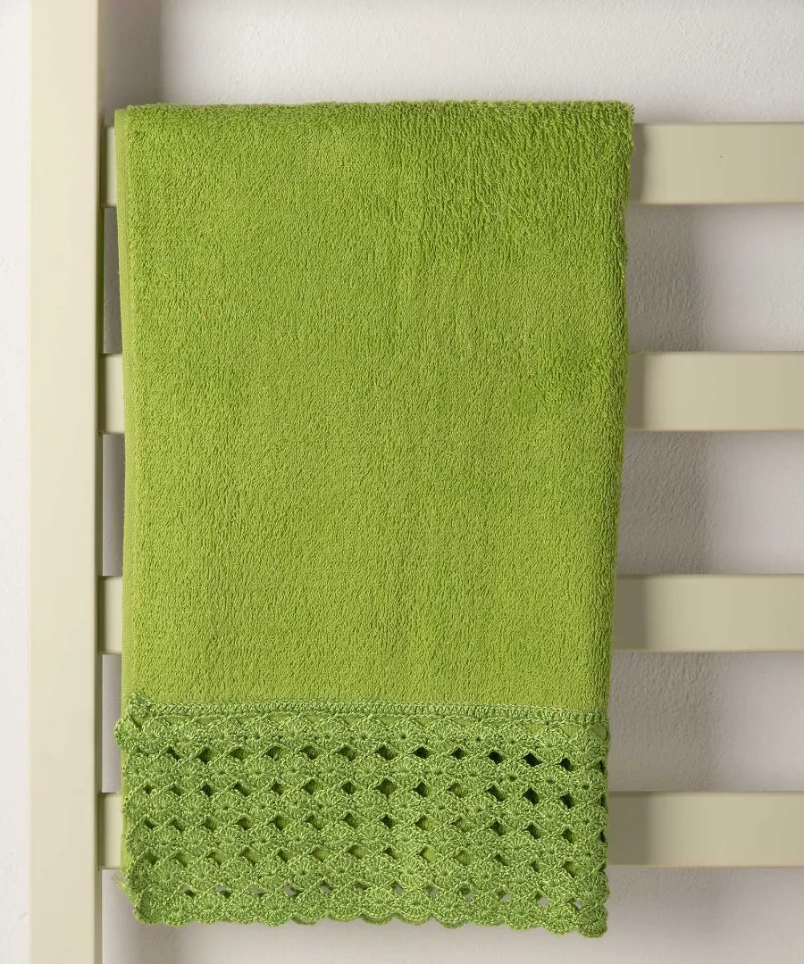 Πετσέτα Προσώπου (50cm x 100cm) με δαντέλα πράσινο