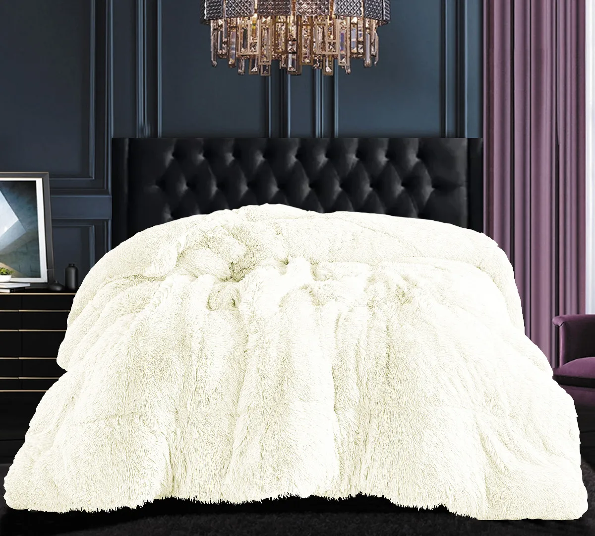 Κουβερτοπάπλωμα μαλλιαρό (170cm x 220cm) ivory 