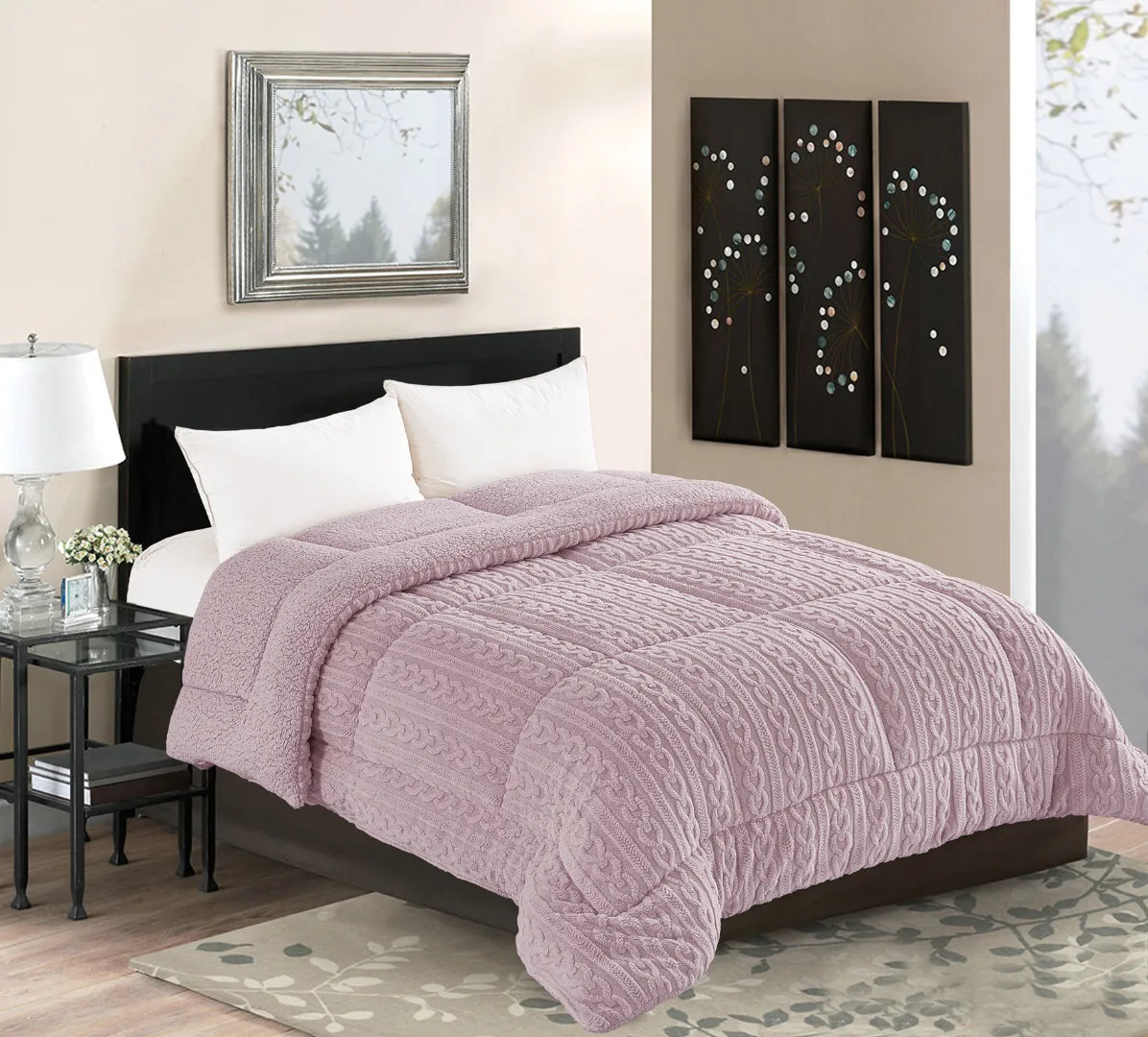 Κουβερτοπάπλωμα braid (220cm x 240cm) λιλά