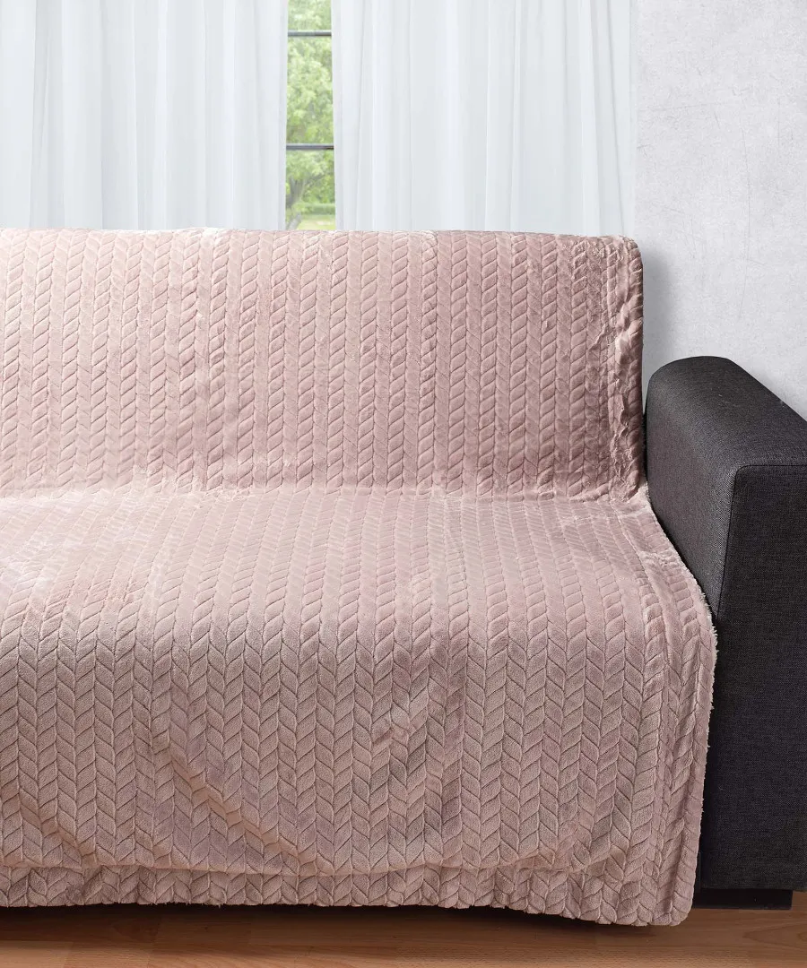 Διακοσμητικό fleece ριχτάρι με sherpa  (150cm x 200cm) λιλά