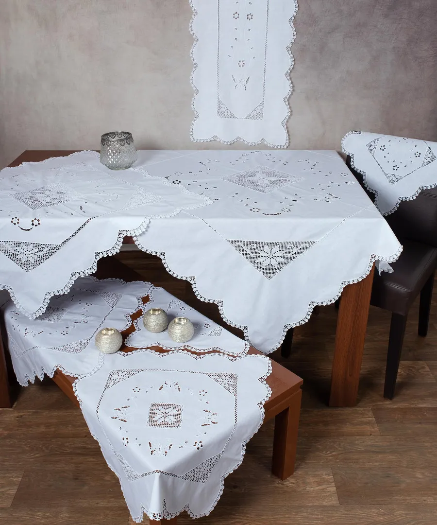 Πλεκτό με ύφασμα σετ 7 τεμαχίων 1266 (140cm x 140cm/90cm x 90cm/50cm x 150cm/60cm x 60cm x 2/40cm x 40cm x 2) λευκό