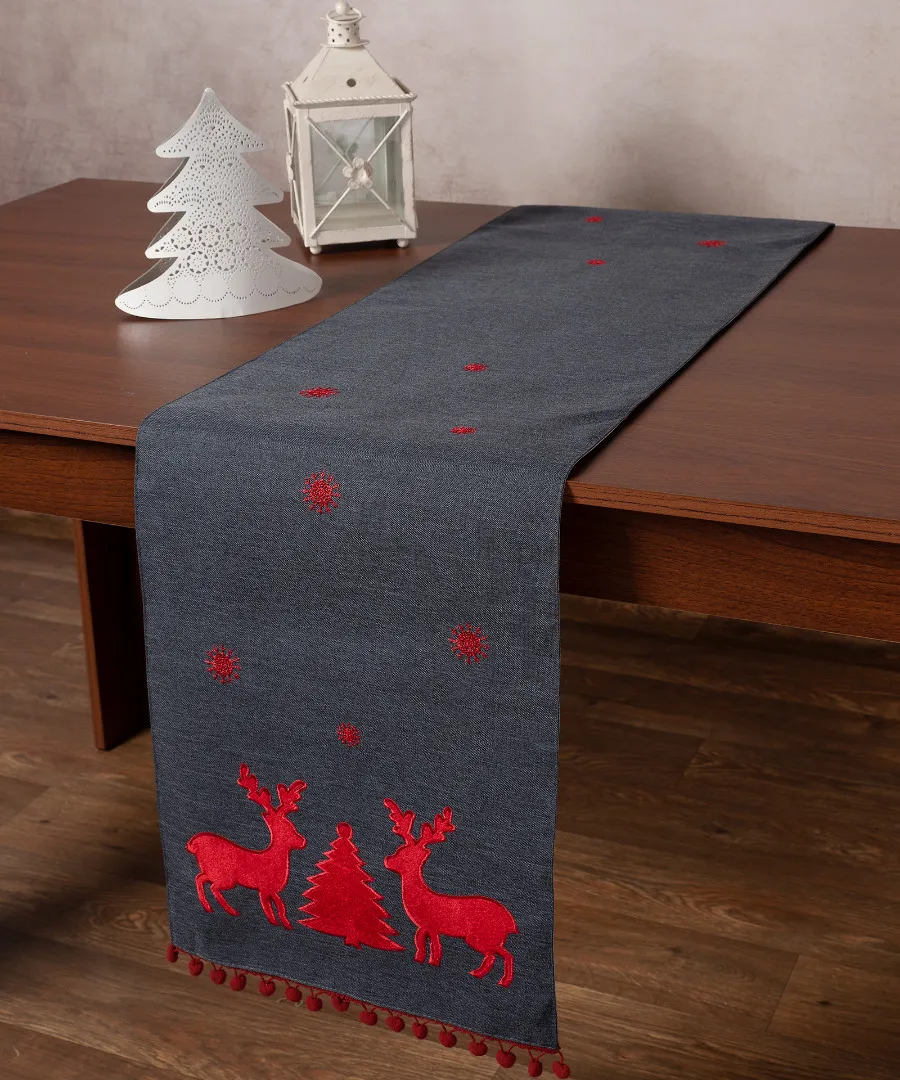 Χριστουγεννιάτικη τραβέρσα NW345 (35cm x 175cm) ανθρακί