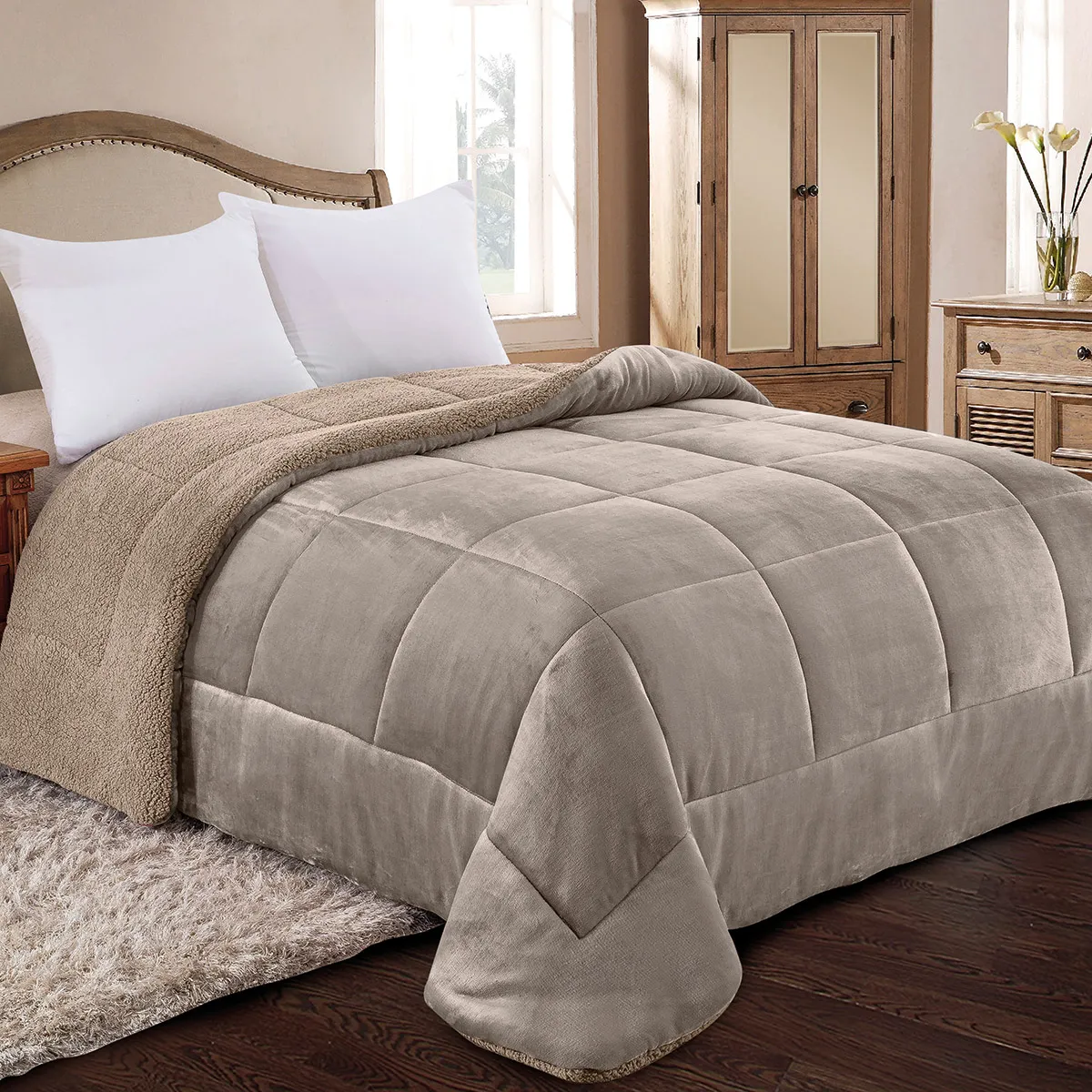 ΚΟΥΒΕΡΤΟΠΑΠΛΩΜΑ ΥΠΕΡΔΙΠΛΟ 220X240 ADAM HOME (805) TAUPE
