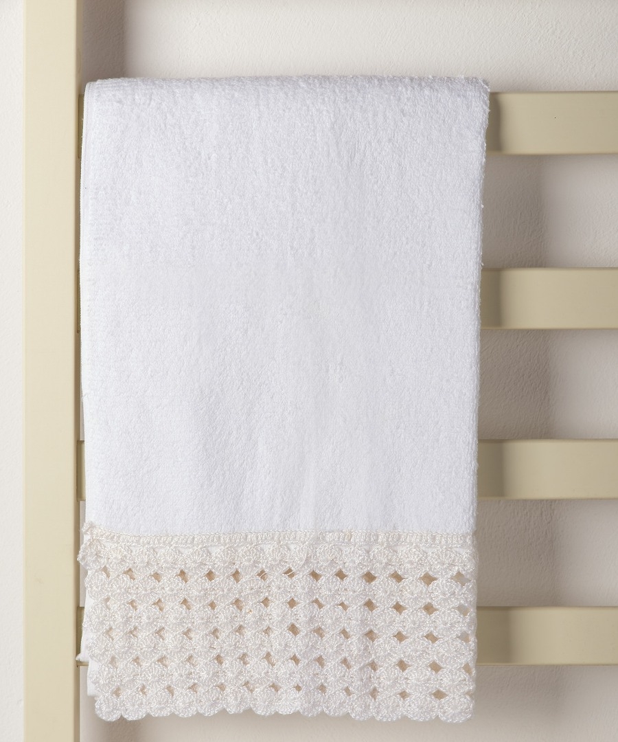 Πετσέτα Προσώπου (50cm x 100cm) με δαντέλα λευκό