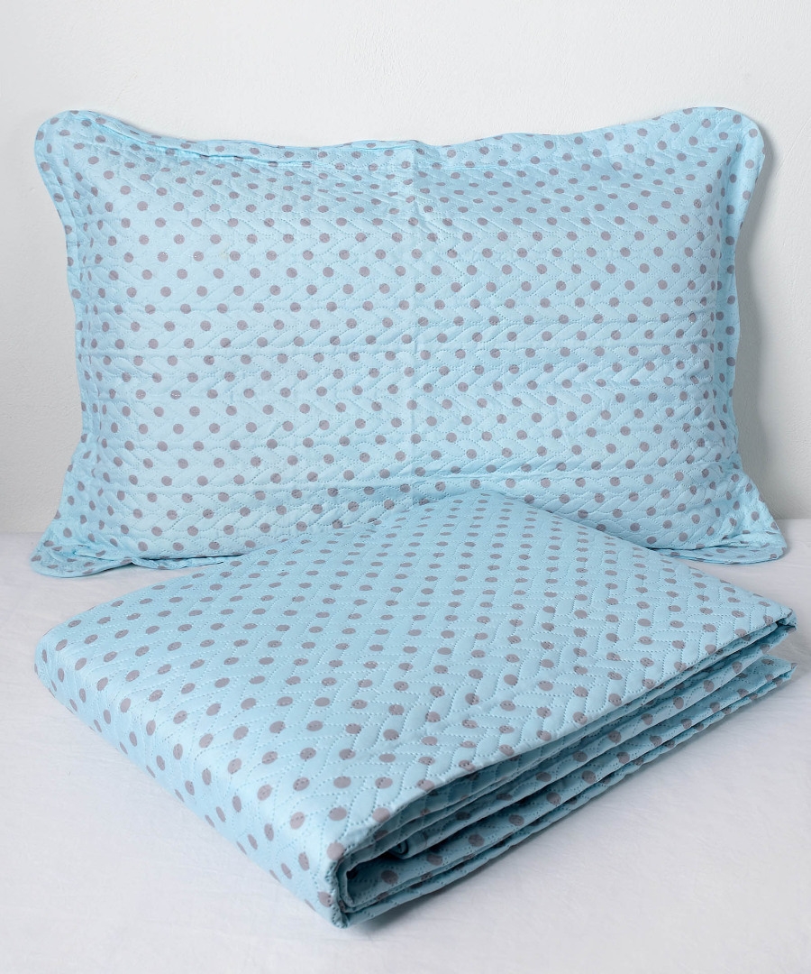 ΚΟΥΒΕΡΛΙ σετ(160cm x 220cm + 1 x 50cm x 70cm) dot siel