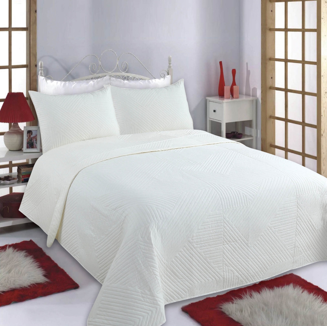 ΚΟΥΒΕΡΛΙ σετ (220cm x 240cm + 2 x 50cm x 70cm) LINES ivory