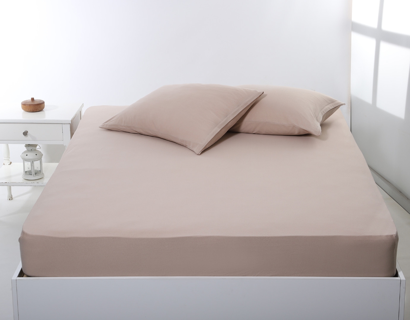 Σεντόνι με λάστιχο jersey (100cm x 200cm + 35cm) dark beige