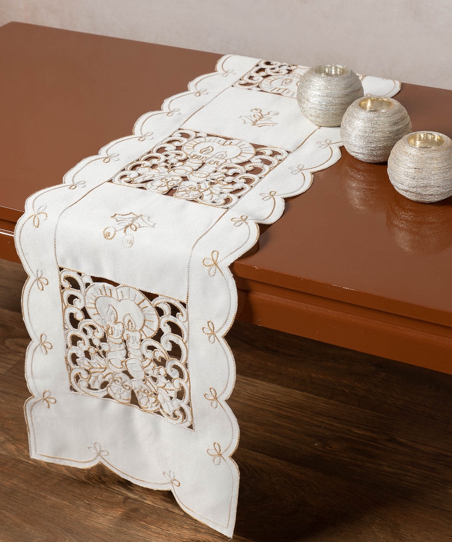 Τραβέρσα χριστουγεννιάτικη 1180 (30cm x 140cm) ivory