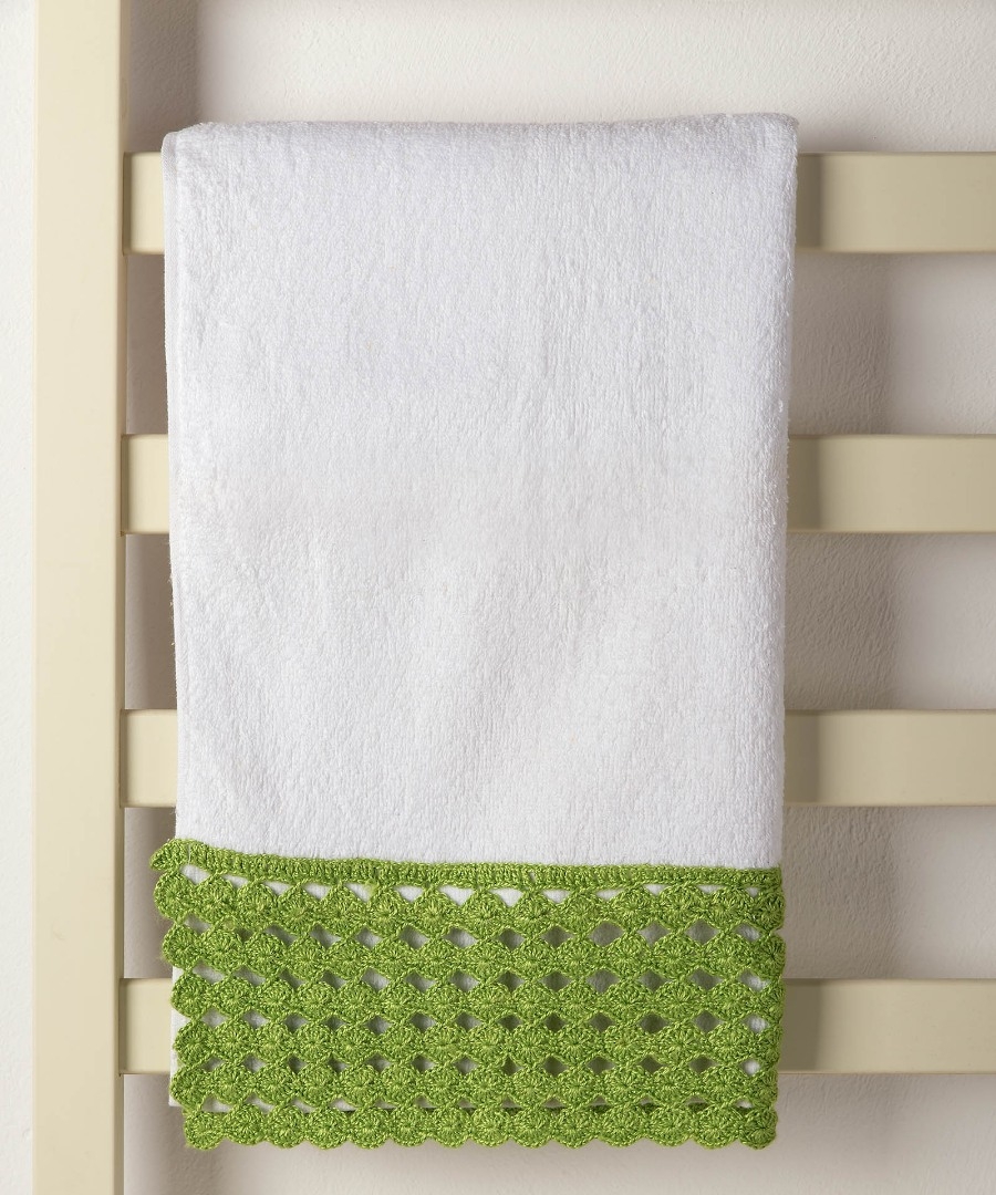 Πετσέτα Σώματος (100cm x 150cm) με δαντέλα λευκό/πράσινο