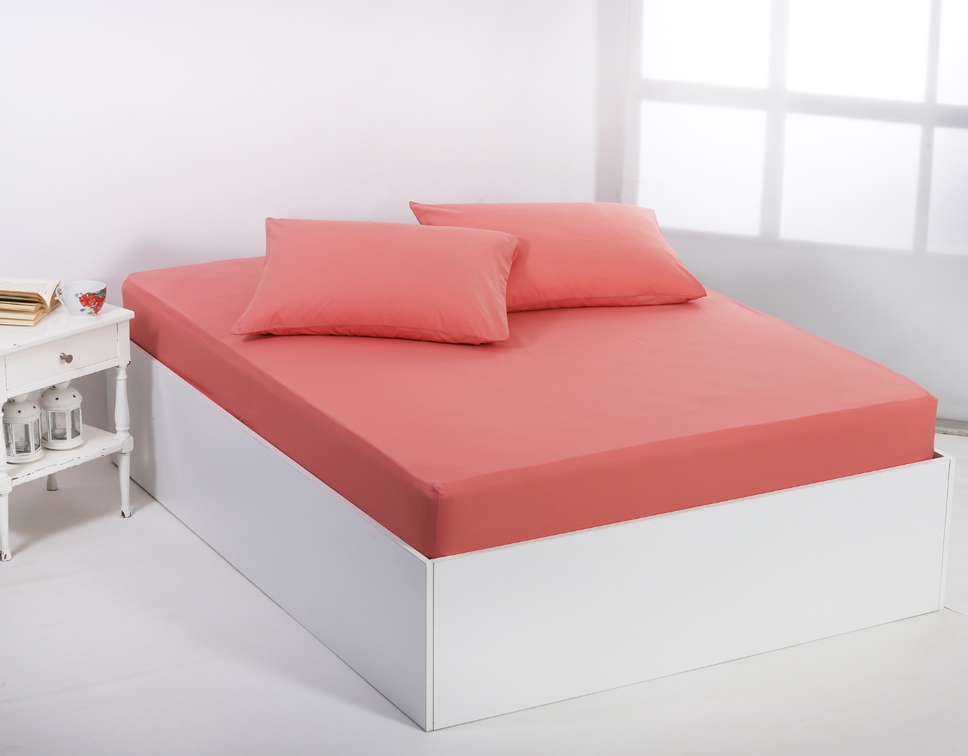 Βαμβακερό σεντόνι essentials (105cm x 200cm + 35cm) coral almond