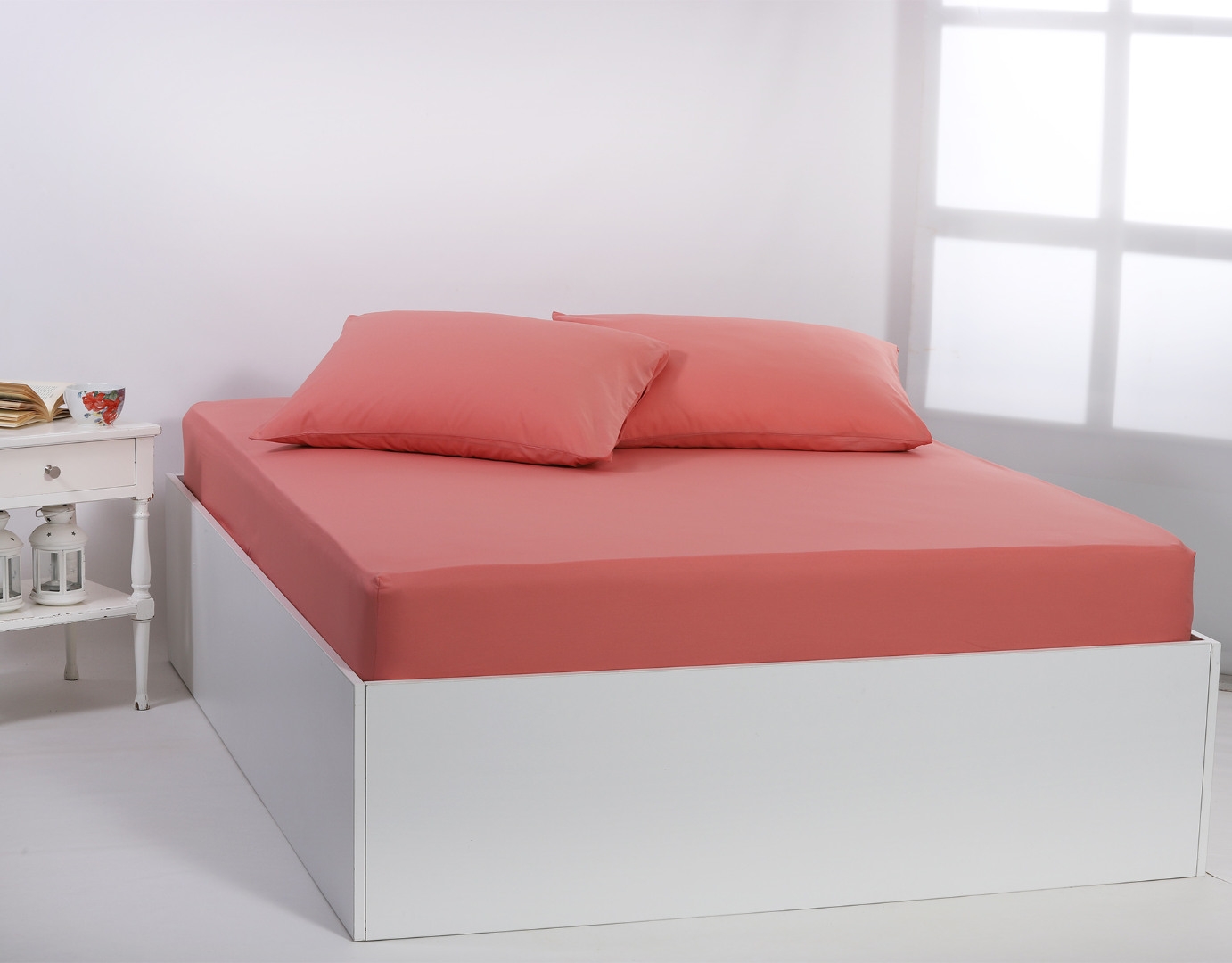 Βαμβακερό σεντόνι essentials (245cm x 267cm) coral almond